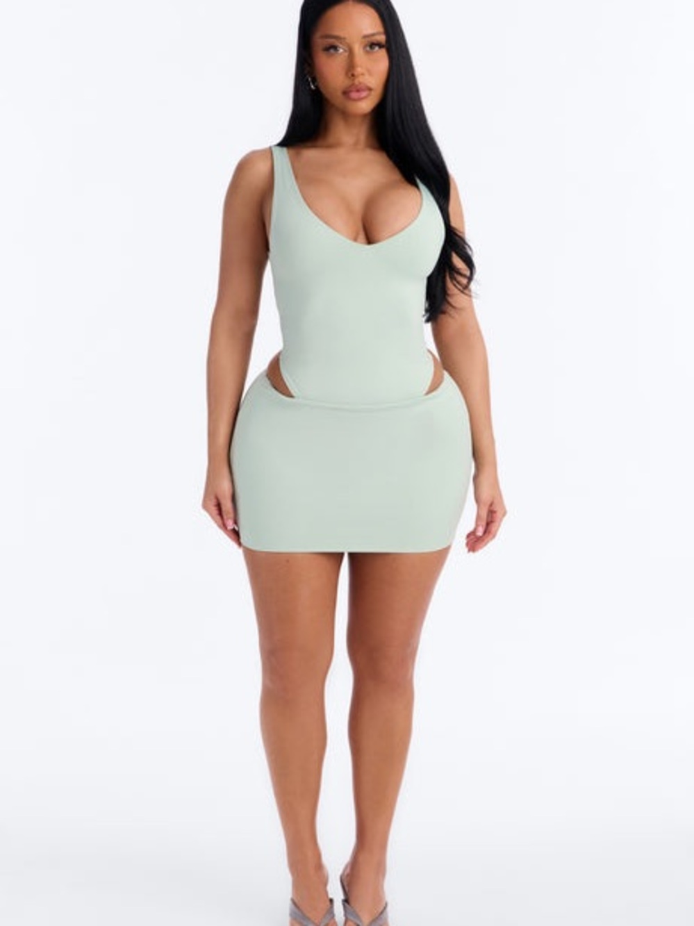 NWT Fashion nova Contour Double Lined mint green aqua Mini Skirt size medium
